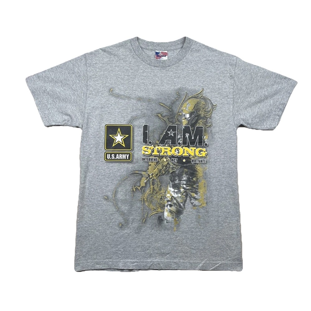 Murina Army Shirt Men M Graphic Double Sided Soldier Spell Out Made USA Military